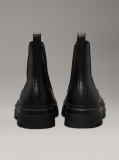 Black Leather Lug Chelsea Boots  Men