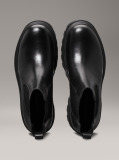 Black Leather Lug Chelsea Boots  Men