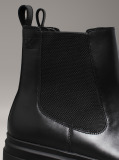 Black Leather Lug Chelsea Boots  Men