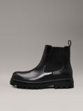 Black Leather Lug Chelsea Boots  Men