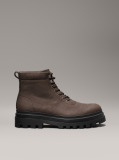 Black Leather Winter Lug Boots  Men