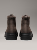 Black Leather Winter Lug Boots  Men