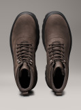 Black Leather Winter Lug Boots  Men