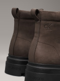 Black Leather Winter Lug Boots  Men