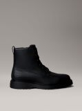 Black Tumbled Leather Lace-Up Zip Boots  Men