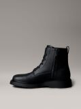 Black Tumbled Leather Lace-Up Zip Boots  Men
