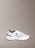 White Leather and Breathable Mesh Trainers  Men