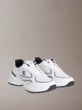 White Leather and Breathable Mesh Trainers  Men