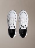 White Leather and Breathable Mesh Trainers  Men