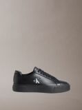 Black Leather Signature Logo Trainers  Men