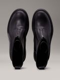 Black Leather Chunky Heeled Boots  Women
