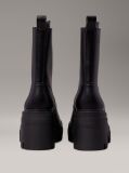Black Leather Chunky Heeled Boots  Women