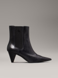 Black Leather Cone Heel Chelsea Boots  Women