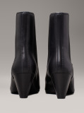 Black Leather Cone Heel Chelsea Boots  Women