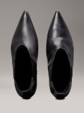 Black Leather Cone Heel Chelsea Boots  Women