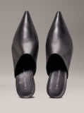 Black Leather Cone Heel Mules  Women