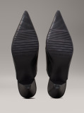 Black Leather Cone Heel Mules  Women