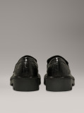 Black Crocodile Leather Platform Loafers  Women