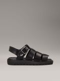 Black Leather Fisherman Sandals  Women