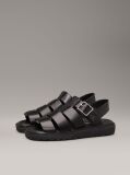 Black Leather Fisherman Sandals  Women