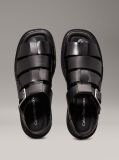 Black Leather Fisherman Sandals  Women