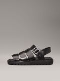 Black Leather Fisherman Sandals  Women