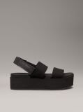 Black Canvas Platform Wedge Sandals  Women