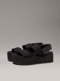 Black Canvas Platform Wedge Sandals  Women
