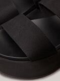 Black Canvas Platform Wedge Sandals  Women