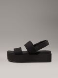 Black Canvas Platform Wedge Sandals  Women