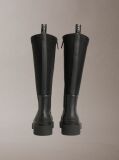 Black Tall Heeled Flexible Lug Sole Rainboots  Women