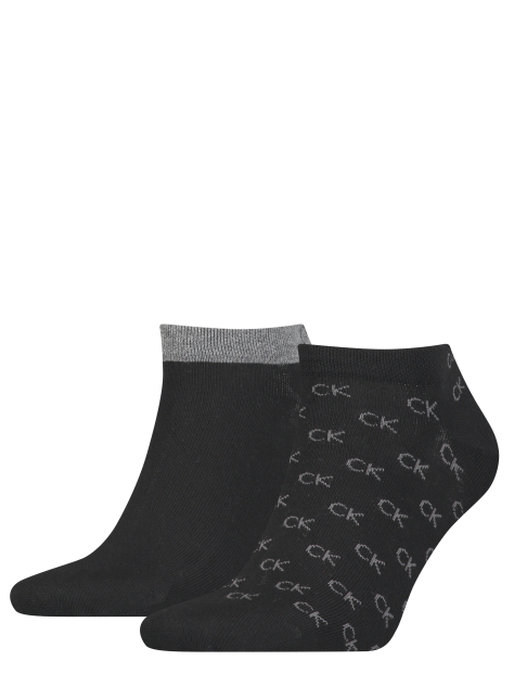 Black Calvin Klein CK Logo Men's Sneaker Socks 2 pack  Men
