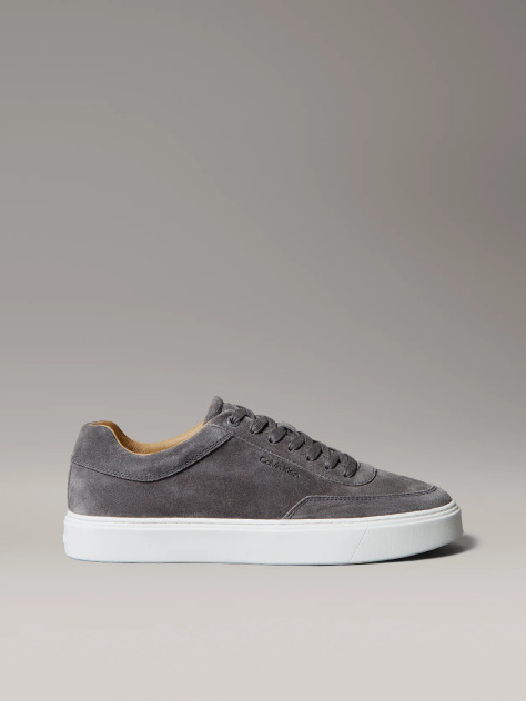 Grey Leather Trainers  Men