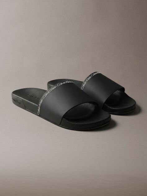 Black Contoured Logo Sliders  Men