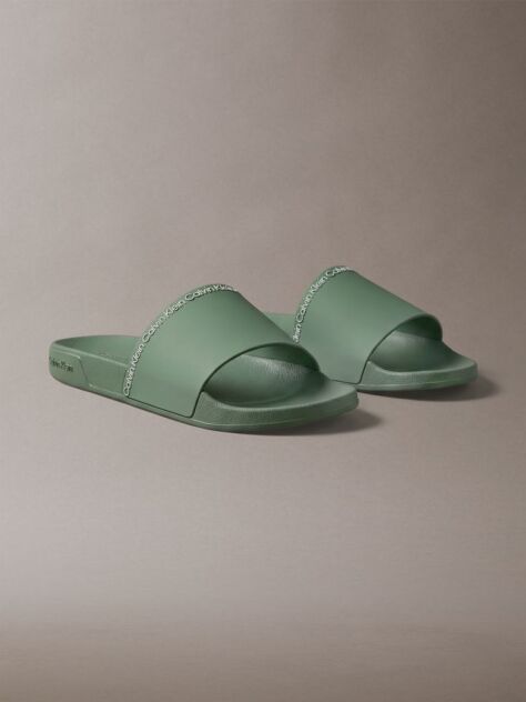 Green Contoured Logo Sliders  Men