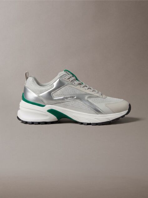 White Knit and Metallic Runner Trainers  Men