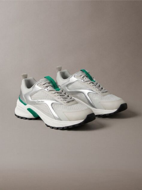 White Knit and Metallic Runner Trainers  Men