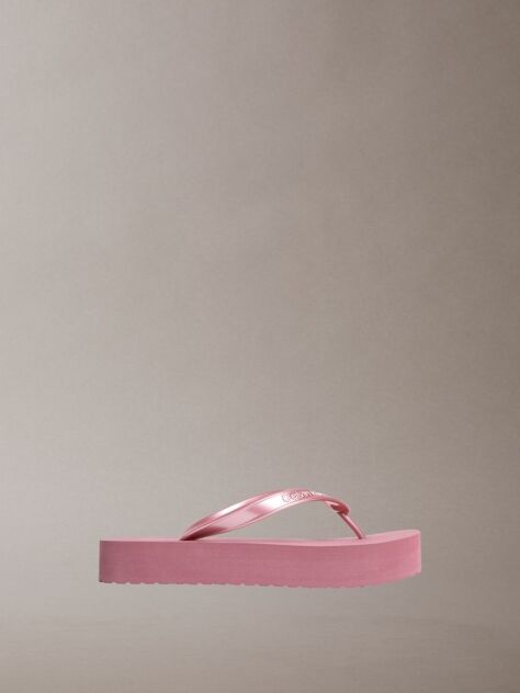 Pink Pearlised Platform Flip Flops  Women