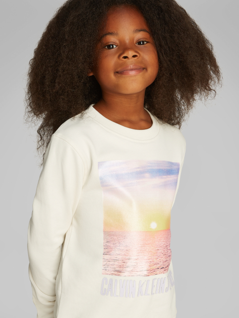 White Sunset Graphic Terry Sweatshirt  Girls