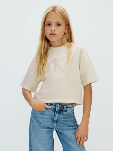 Grey Boxy Logo T-shirt  Girls
