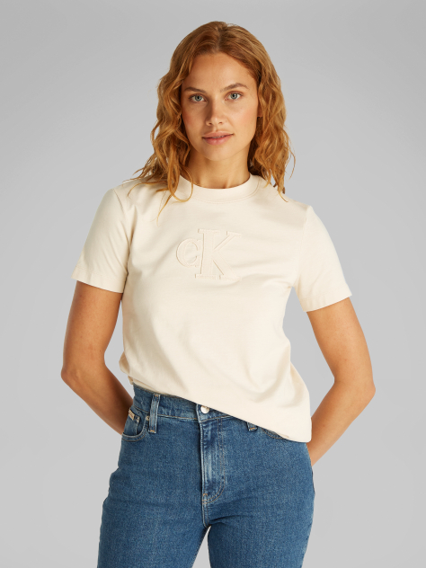 Beige Applique Regular T-Shirt  Women