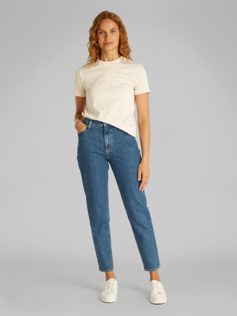 Beige Applique Regular T-Shirt  Women