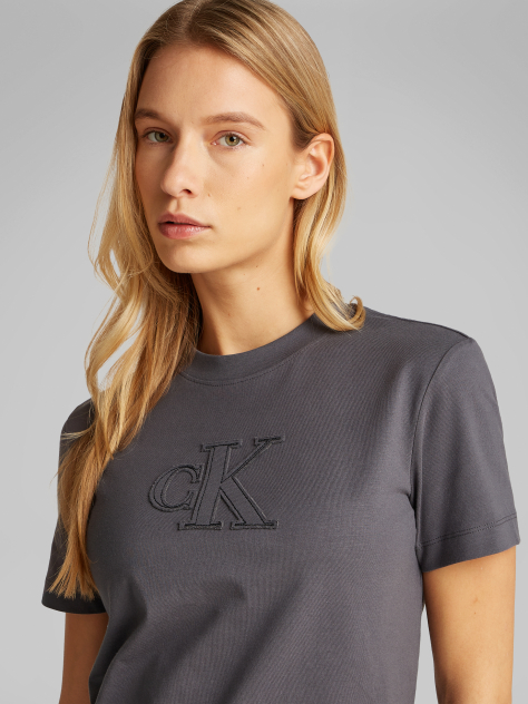Grey Applique Regular T-Shirt  Women