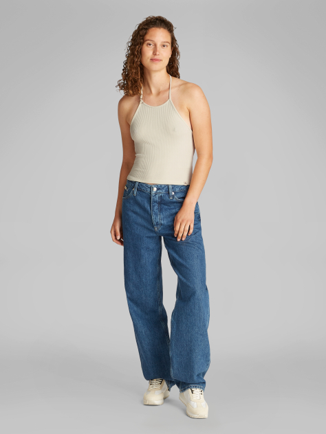 Beige Waffle Texture Halterneck Top  Women
