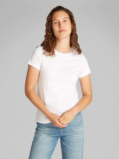 Λευκό T-shirt Με Λογότυπο Σε Slim Γραμμή  Γυναίκα