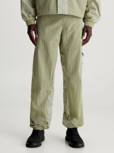 Green Relaxed Nylon Cargo Pants  Men