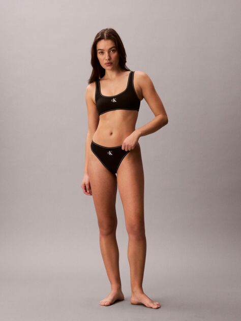 Black Bralette Bikini Top - CK Monogram  Women