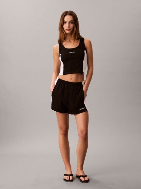 Black Cotton Jersey Beach Shorts  Women