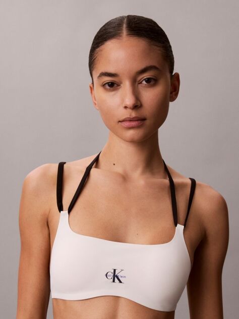 White Bralette Bikini Top - CK Monogram  Women