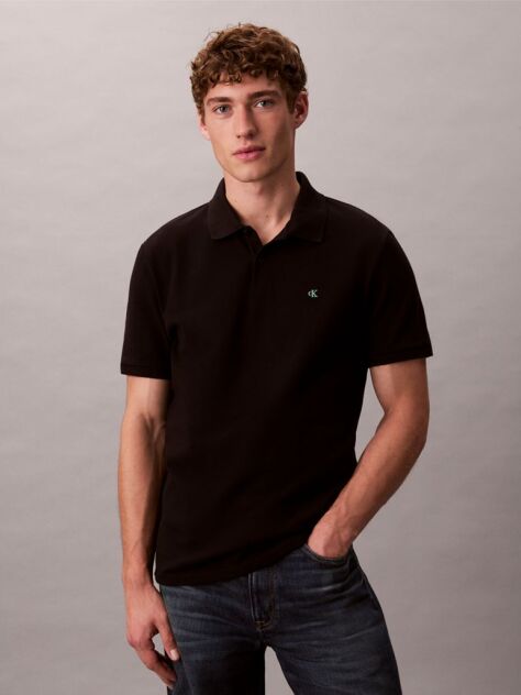 Μαύρο Polo T-Shirt Από Βαμβάκι Πικέ  Άνδρας
